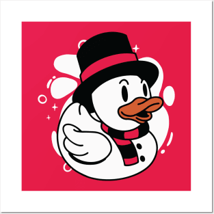 Cute Christmas Snowman Rubber Ducky Posters and Art